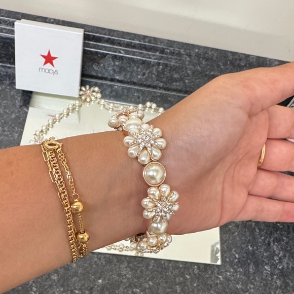 Macy's Pearl and Gold Floral Jewelry Set - Picture 2 of 5